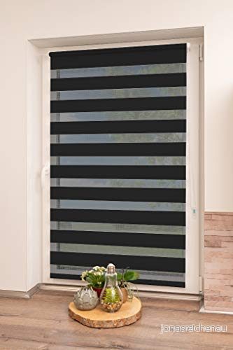 K Home Klemmfix dubbel rullgardin Madrid utan borrning svart 60 x 200 cm (B L) 4260685141566