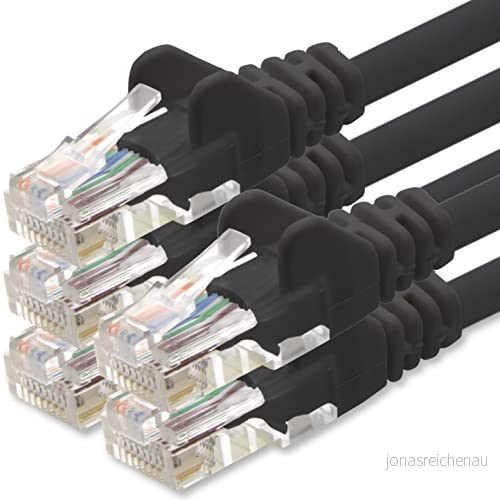 1aTTack.de nätverkskabel Cat.6 svart 5X 5m (set) CAT6 Ethernet kabel LAN 1000 Mbits (PoE) patchkabel 4251073653860