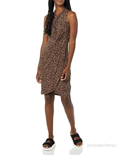 Amazon Essentials ärmlös crossover tvinnad hals falsk omlottklänning, mörkbrun blommig, X Large 196433526573