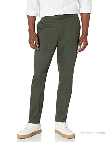 Amazon Essentials mäns slim fit skrynkelbeständig platt framsida, stretch chino byxa, mörk oliv, 32 B x 33 L 196433819156