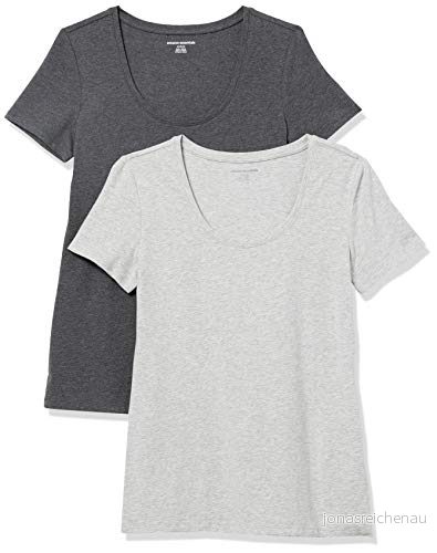Amazon Essentials dam klassisk passform kortärmad rund hals t shirt (finns i plusstorlek), paket med 2, kolljung/ljusgrå ljung, liten 194223877638