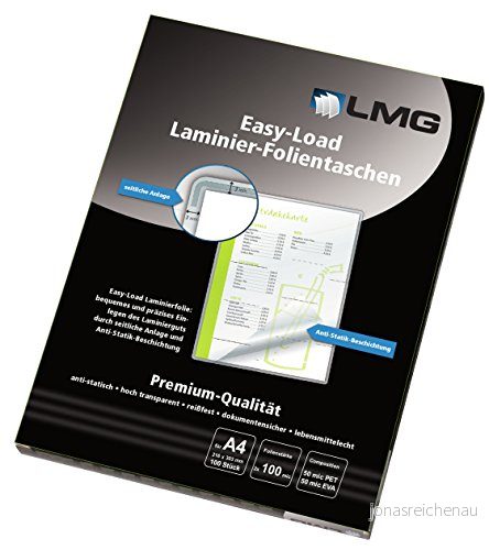 LMG LMGE A4 100 lamineringsfilm enkel ingång a4, 216 x 303 mm, 2 mikroner, stycken 4250504537656