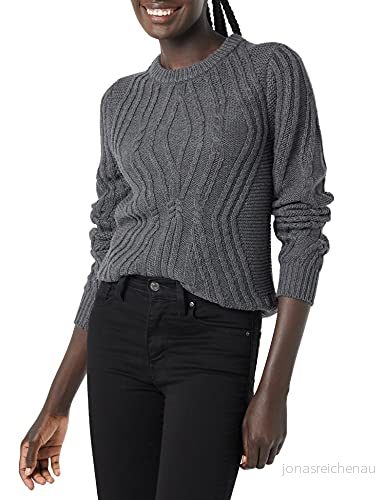 Amazon Essentials dam 100% bomull crewneck kabeltröja, mörkgrå ljung, X Large 195111557243