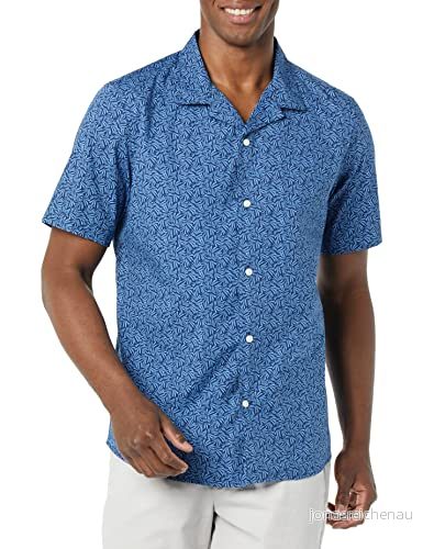 Amazon Essentials semesterskjorta för män, standardpassform, indigo palmbladtryck, medium 196433223328