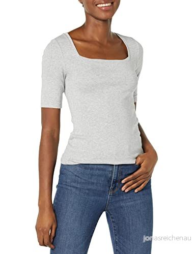 Amazon Essentials Women's T shirt med smal passform halvärm och fyrkantig hals, Ljusgrå ljung, L 195111948522