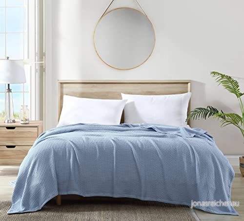 Tommy Bahama King filt, mjuka bomullssängkläder, medelvikt heminredning för alla årstider (Bahama Coast Blue, King) 883893694484