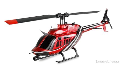 Amewi Bell 206 Jet Ranger CP Helikopter, 6 kanals 6G RTF, fjärrstyrd helikopter heli skala, röd svart, 1:33 4262408976301