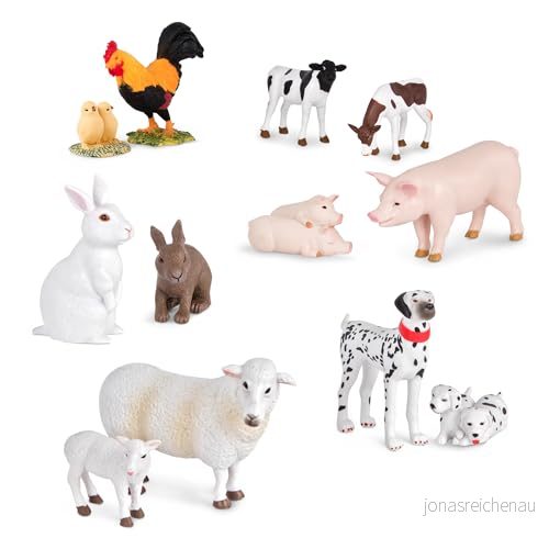 Terra bondgårdsdjur och babyfigurer får, hundar, kalvar, kaniner mer realistiska djurfigurset, barnbondgårdsleksak från 3 år 62243411586