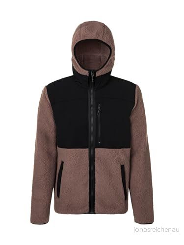 Rock Experience REMC02801 C951 SAVOONGA Hoodie FZ Man Fleece Män Lång Tröja 0274 Djup Taupe+0208 Caviar S 8057734801511