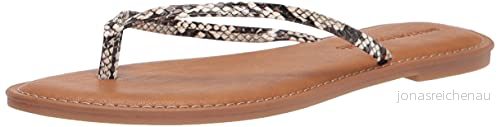 Amazon Essentials stringsandal för kvinnor, Svart vit ormtryck, 9 US 840174919216