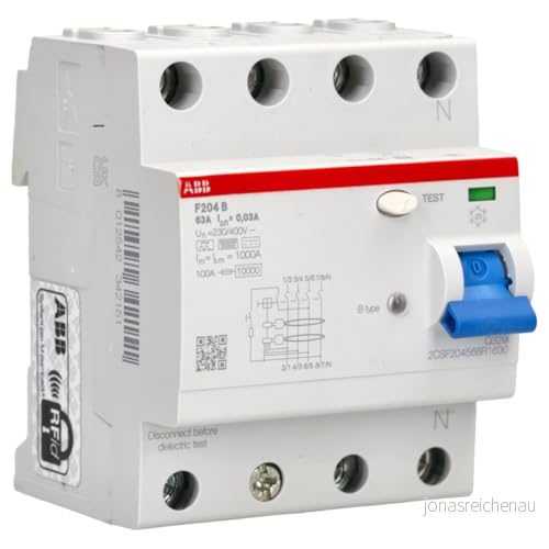 ABB F204 B 63/0.03, Jordfelsbrytare, IPX4, 230 400 V 8012542342151