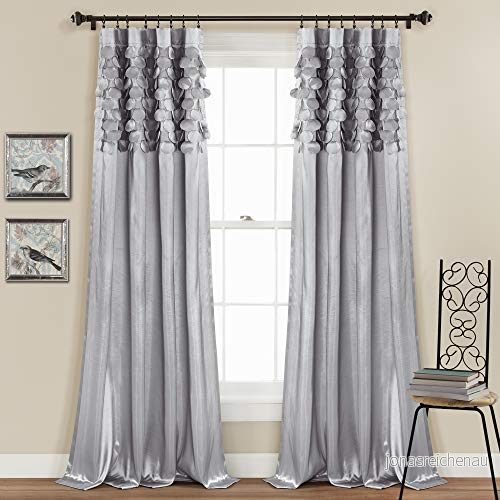 Frodig dekor cirkel dröm fönstergardiner panelset för vardagsrum, matsal, sovrum (par), 137 cm B x 213 L, ljusgrå 848742084106