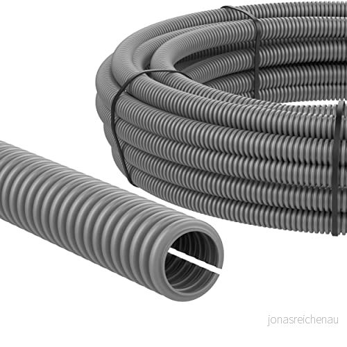 AUPROTEC Flexrör, slitsat, 2 till 50 m, tomrör, slitsat/flexrör, UV beständig/kabelskyddsslang/kabelslang grå innerdiameter 7,5 mm, längd m 4060837403814