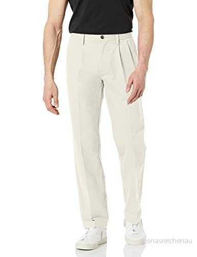Amazon Essentials herr klassisk passform skrynkelfri veckad chino byxa (finns i stora och långa), sten, 30 B x L 842354154677