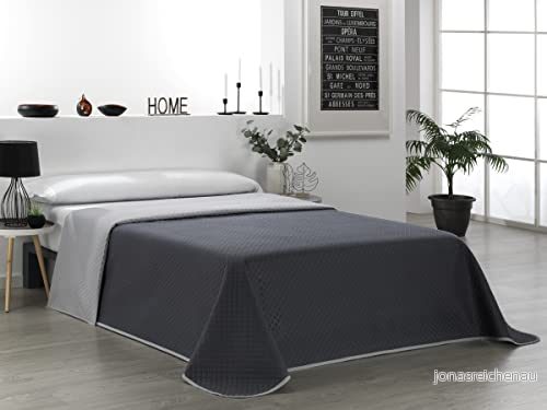 Martina Home Vändbart Bouto överkast, 100% polyester, antracitgrå, säng 150 8435701303990