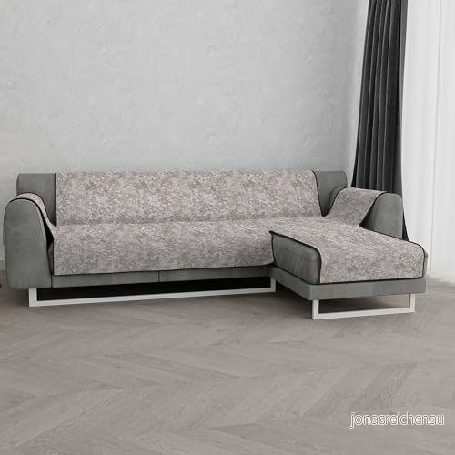 GLAMOUR halkfritt sofföverdrag tillverkat i Italien, höger halvö brun 290 cm 8058575138774