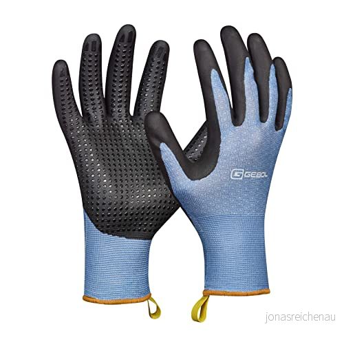 Gebol Krocus 1 par storlek M (storlek 8) Trädgårdshandskar med touch funktion ventilerande må bra stickning av återvunnet material för kvinnor/män blå 9002701023167
