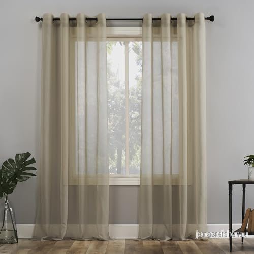 Nej. 918 voile genomskinlig öljett gardinpanel, sten, 150 cm B x 241 L (paket med 1) 29927563054