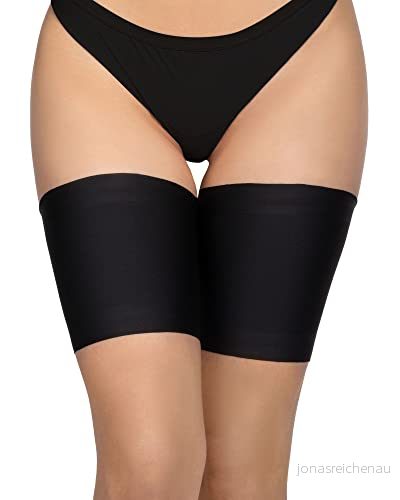 Annes styling kvinnor elastiska lårband anti-skavning förhindrar lårgnuggning satin och spetsfodrat skydd halkskydd silikon, Svart, M 5902067800454