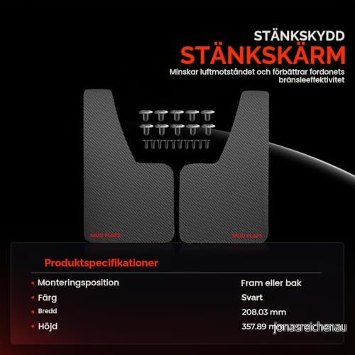 2 x universell bil smutsfångare stänkskydd svart kompatibel med halvkombi sedan SUV Cabriolet Coupe MPV pickup 360 210 mm 742378183151