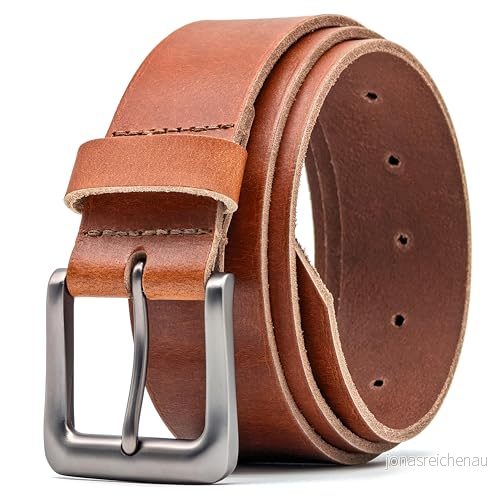 Ashford Ridge äkta läderbälte för män, 38 mm, bälte jeans, fullnarvsläder, SOLBRÄNNA, XXL (112/122 cm Midja) 5055158534308
