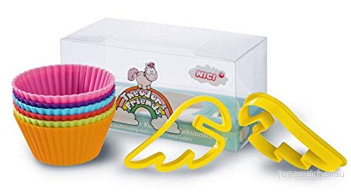 Nici 40974.0 Enhörning Theodor & Friends silikonmuffinsformar (6 stycken) med kakmått (2 4012390409741