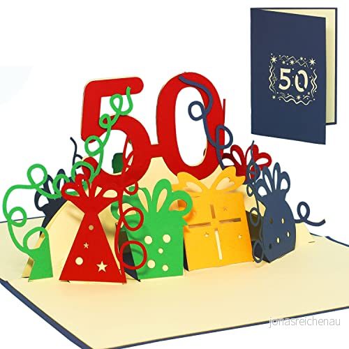 LINPopUp, LIN17263, POP UP 3D gratulationskort födelsedagskort 50. Födelsedag 50 fest, blå, N21 4260294172630