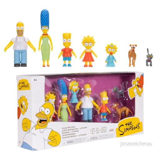 THE SIMPSONS Actionfigurer familj flerpack 6,35 cm skala figurer av JAKKS Pacific, inkluderar Homer, Marge, Bart, Lisa, Maggie, Tomtens Little Helper, och Snowball II 192995175396