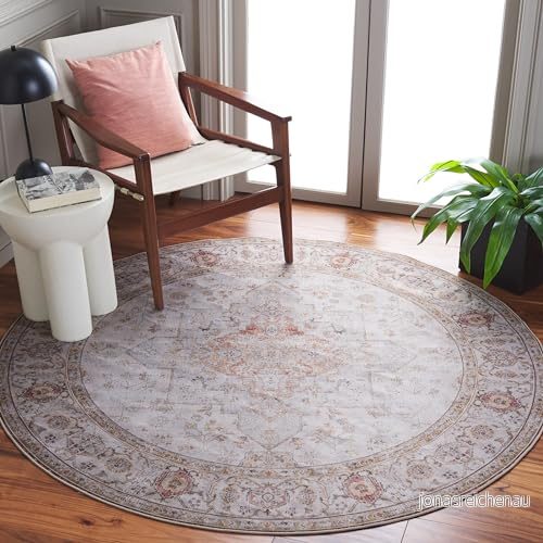 Safavieh Chic matta för maskintvättbar och halkfri perfekt frekvent trafik Tucson Collection, kort lugg, ljusgrå rost, 90 x cm 195058906159