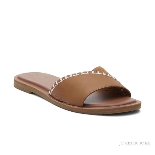 TOMS kvinnors Shea Slide Sandal, Tan Leather/Suede, 5 UK, Brun läder mocka, 37.5 EU 195703484032