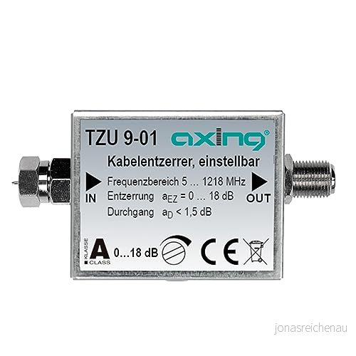 Axing TZU 9 01 kabelspridare 5 1218 MHz CATV kabel TV DVB C T justerbar 7611682008579
