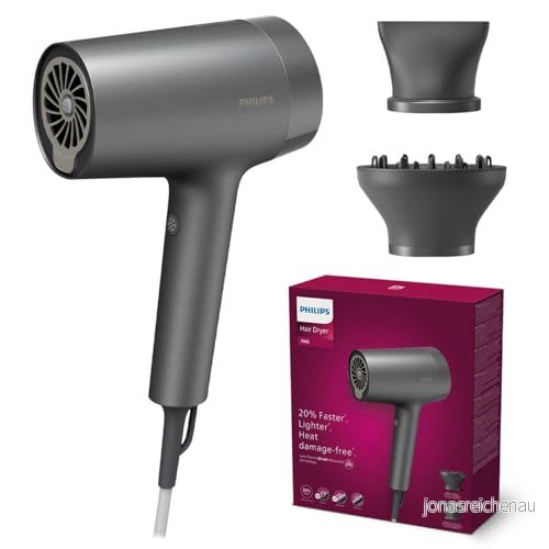 Philips Hair Dryer Series 7000, torka och styla enkelt, ThermoShield Advanced teknik skyddar mot värmeskador, mineraljoner, med stylingmunstycke volymmunstycke, 1 800 W (modell BHD713/10) 8720689027212
