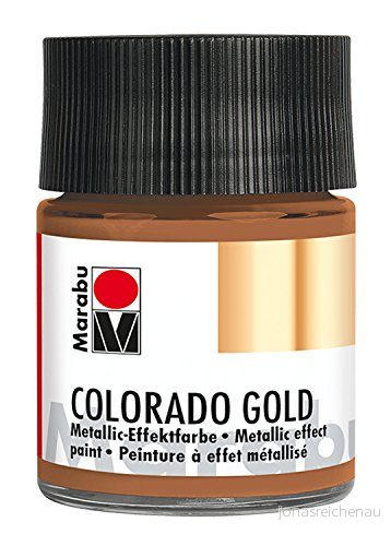 Marabu 12640005794 metallisk effektfärg, Colorado guld antik koppar 50 ml, vattenbaserad, ljusäkta, väderbeständig, snabbtorkande, för pensel och prickar på sugande underlag 400775160464