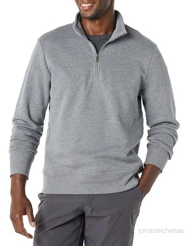 Amazon Essentials Men's Långärmad fleecetröja med kvartsdragkedja, Mellangrå ljung, M 195111637303