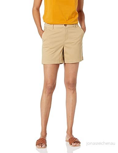 Amazon Essentials dam Mid Rise Slim Fit 13 cm innersöm kaki kort (finns i raka och kurviga passform), kakibrun, 6 195111437583