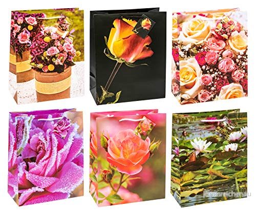 TSI presentpåsar ROSEN, 12 pack, storlek: stor (HxBxD 32 x 26 13,5 cm), konst. Nr 84315 4022792943156