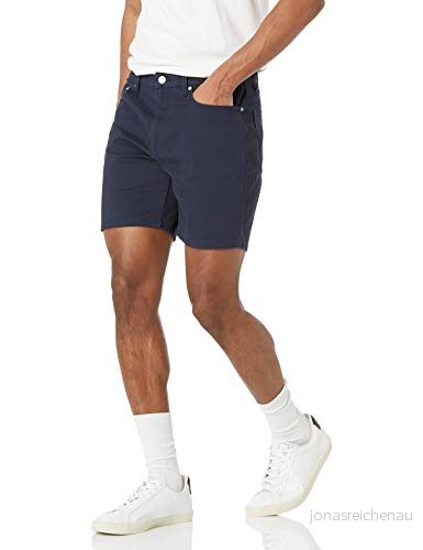 Amazon Essentials Men's Stretchiga shorts 23 cm (9 tum) smal passform innersöm med 5 fickor, Midnattsblå, 38 195111302263
