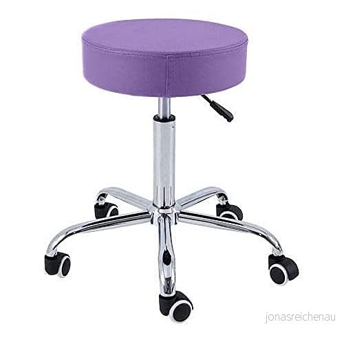 QUIRUMED Chrome Base Pall 5 hjul, stål, lila färg, konstläderklädsel, högdensitetsstoppning, lätt, höjdjusterbar, upp till 150 kg 8435270756906