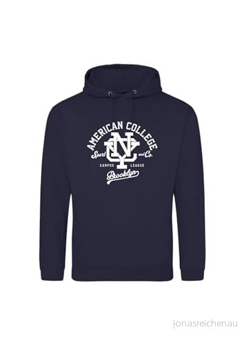 AMERICAN COLLEGE USA tröja med tryck varma kläder unisex barn pojkar och flickor casual modell ACSCW6 Navy 12 ÅR, Färg: blå, �r 3666052673554