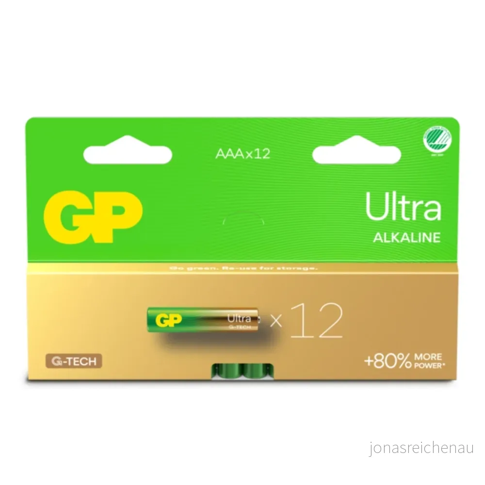 GP Ultra Alkaline AAA-Batterier 12-Pack 4891199220739