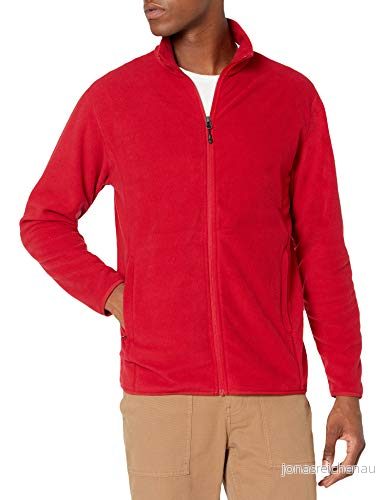 Amazon Essentials Men's Fleecejacka med dragkedja (finns i Big & Tall), Röd, M 195111855769