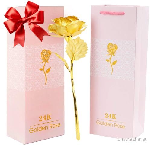 24k guldros med lyxig presentask 25,4 cm gyllene rosmetall enkla rosor och alla hjärtans dag presentidéer för kvinnor, kära, mamma, fru, flickvän, mormor, mors 850055946415