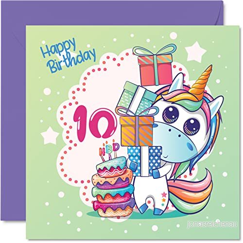 10:e födelsedagskort flicka magisk enhörning grattis på 10 år gammal flicka, flickors för henne, 145 mm x gratulationskort dotter systerdotter barnbarn barn 5059575933331