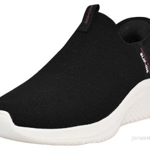 Skechers Herr Ultra Flex 3.0 Smooth Step Sneaker, Svart stickad röd trim, 42.5 EU 196642300162 Skechers Herr Ultra Flex 3.0 Smooth Step Sneaker, Svart stickad röd trim, 42.5 EU 196642300162