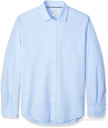 Amazon Essentials mäns Slim Fit långärmad poplin skjorta, ljusblå, Small 191770278833