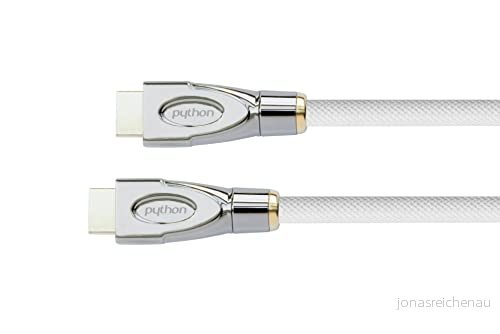 PYTHON Series premium aktiv höghastighets HDMI anslutningskabel med Ethernet REDMERE CHIPSATZ 4K2K/UHD @ 60 Hz 2.0 kopparLEGER, 3D, 3 vägs skärmad, nylonnät vit 10 m 4014619710881