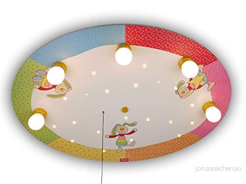 Niermann Standby 762A A++ till E, taklampa Rainbow Rabbit "Amazon Echo kompatibel", trä, 40 W, E14, flerfärgad, 71 x 53 7 cm 4036239027620