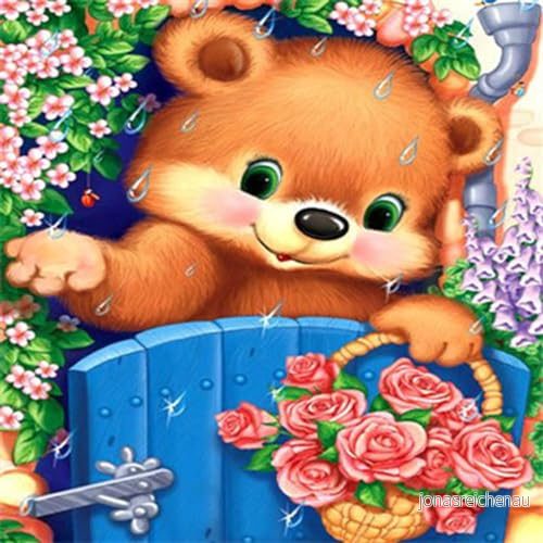 Pracht Creative hobby Diamond Painting set, bild med motiv teddy i trädgården och tillbehör, pysselset för målning strass, barn från 5 år 4016490435952