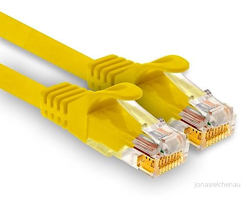 1aTTack.de 1 x 0,25 m Cat7 nätverkskabel, Cat.7 Ethernet, LAN & Cat 7 patchkabel för maximal internethastighet och ansluter alla enheter med RJ 45 kontakt gul 4250344800965