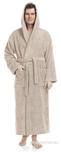 Arus Badrock med huva för män, ankellång, Färg: Beige, Män Storlek: L, Unisex L XL 8681619872763